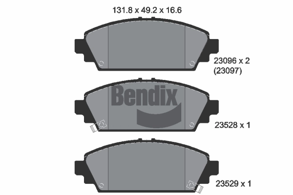 Kit de plaquettes de frein, frein à disque BENDIX Braking BPD1922