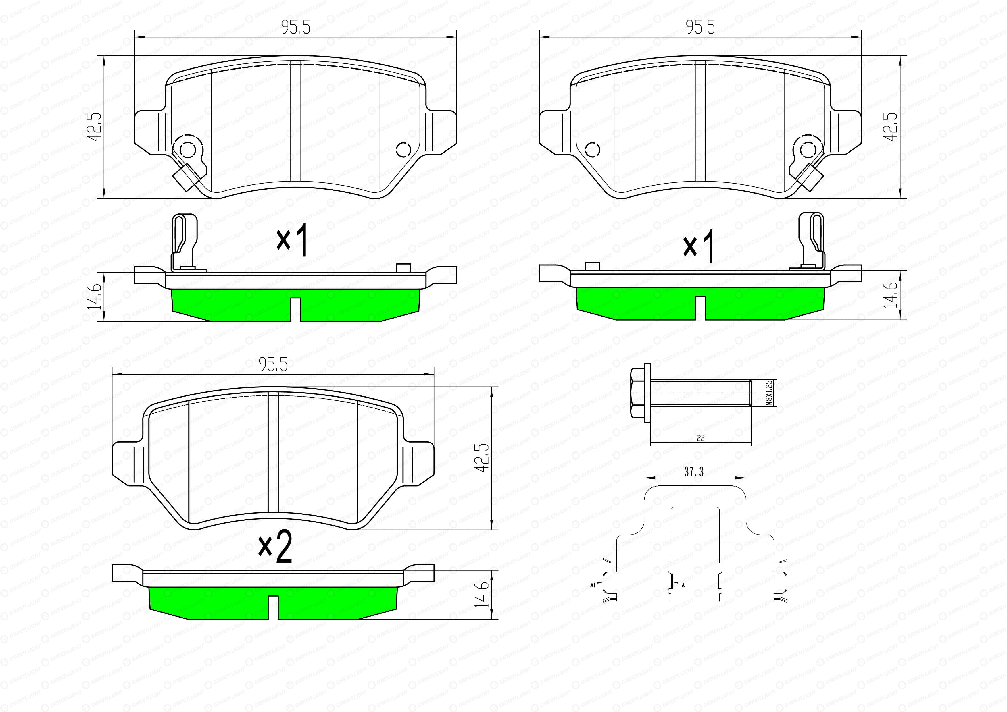 Kit de plaquettes de frein, frein à disque Automotive Adriado GLBP0009
