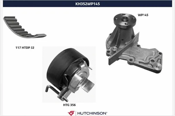 Pompe à eau + kit de courroie crantée HUTCHINSON KH 352WP145