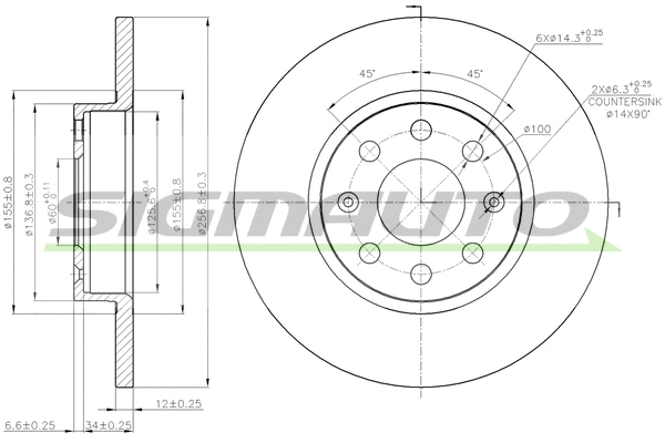 Disque de frein SIGMAUTO DBB784S
