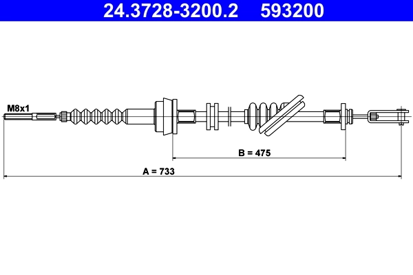 Tirette à câble, commande d'embrayage ATE 24.3728-3200.2