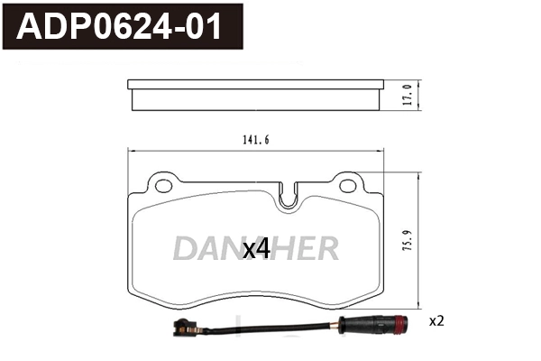 Kit de plaquettes de frein, frein à disque DANAHER ADP0624-01