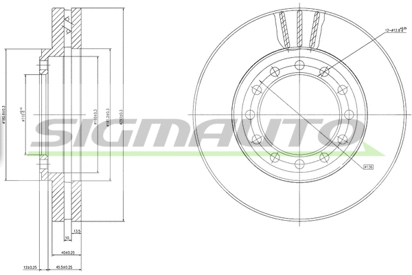 Disque de frein SIGMAUTO DBC525V