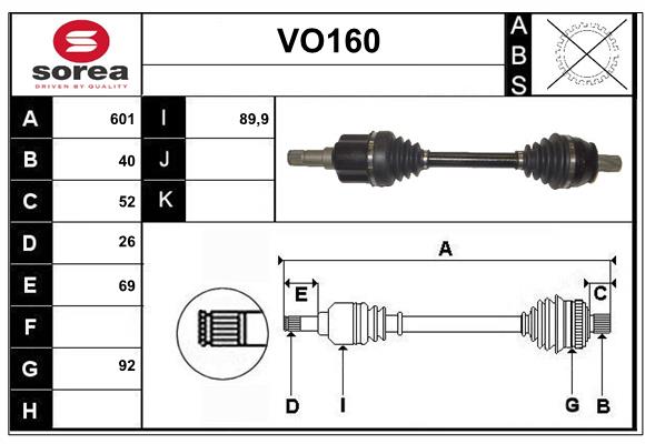 Arbre de transmission SERA VO160