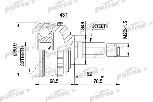 Jeu de joints, arbre de transmission PATRON PCV1383