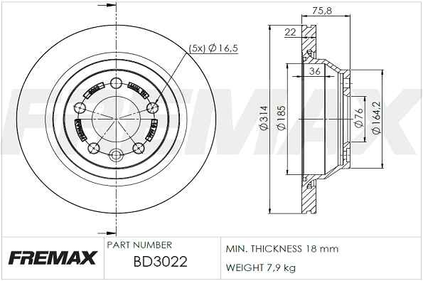 Disque de frein FREMAX BD-3022