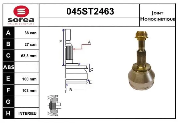 Jeu de joints, arbre de transmission STARTCAR 045ST2463