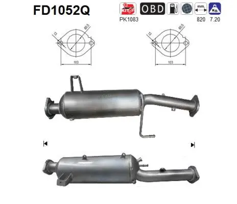 Filtre à particules / à suie, échappement AS FD1052Q