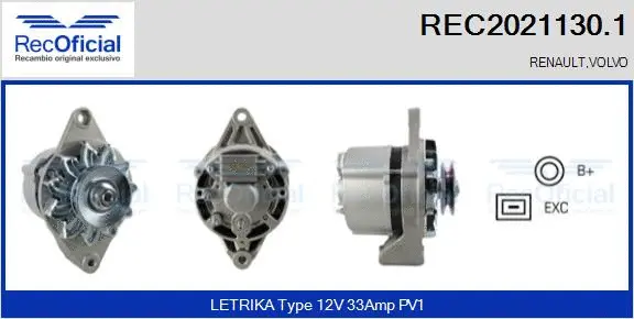 Alternateur RECOFICIAL REC2021130.1