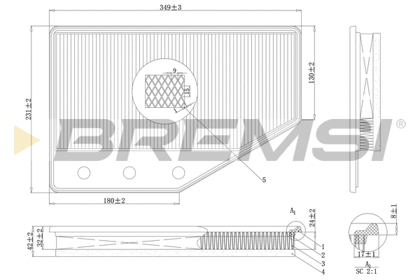 Filtre à air BREMSI FA1085