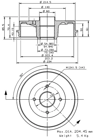 Tambour de frein VILLAR 627.0248