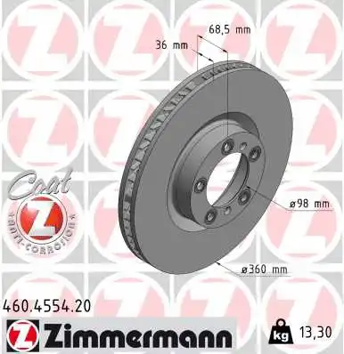Disque de frein ZIMMERMANN 460.4554.20