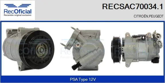 Compresseur, climatisation RECOFICIAL RECSAC70034.1
