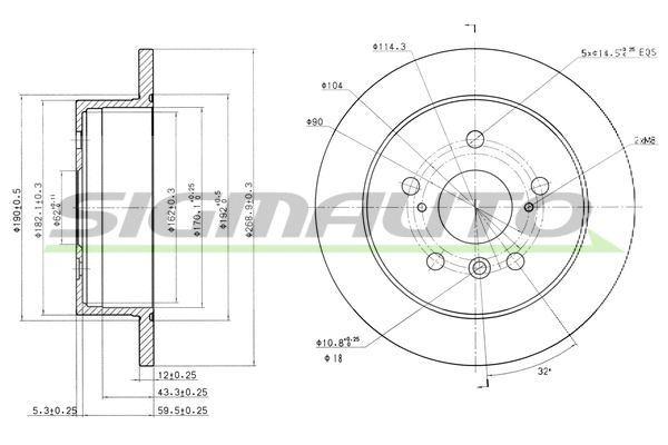 Disque de frein SIGMAUTO DBB598S