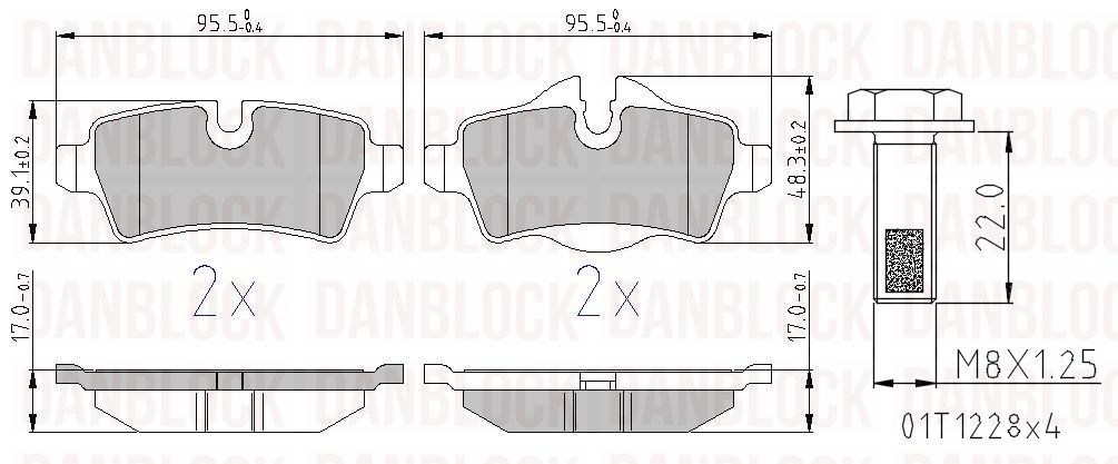 Kit de plaquettes de frein, frein à disque DANBLOCK DB 510511