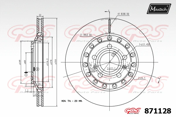 Disque de frein MAXTECH 871128
