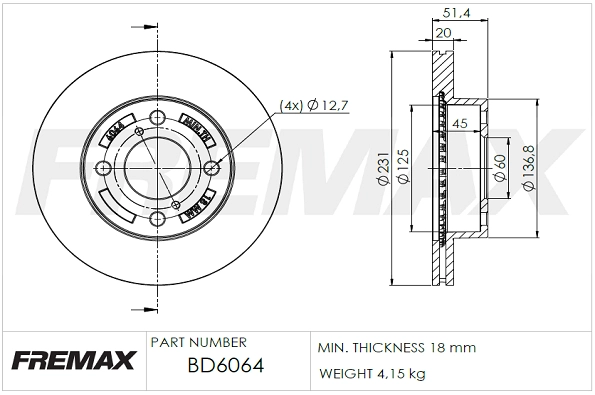 Disque de frein FREMAX BD-6064