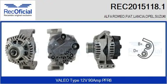 Alternateur RECOFICIAL REC2015118.1
