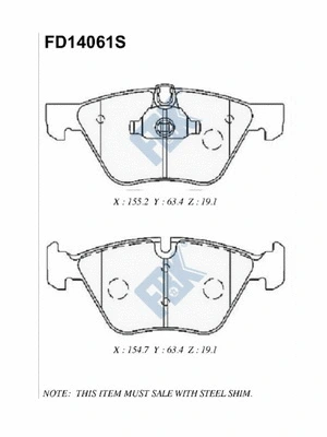 Kit de plaquettes de frein, frein à disque FBK FD14061S