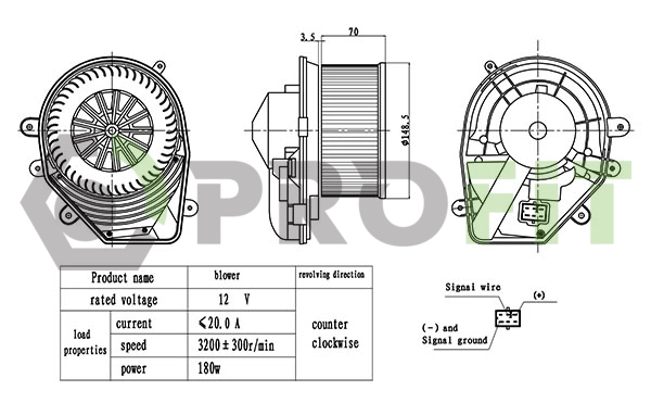 Pulseur d'air habitacle PROFIT 1860-0054