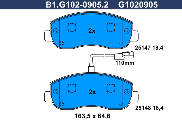 Kit de plaquettes de frein, frein à disque GALFER B1.G102-0905.2