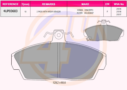 Kit de plaquettes de frein, frein à disque 4u 4UP03683