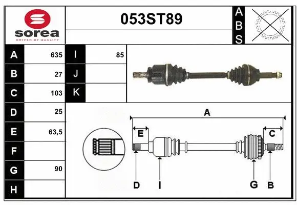 Arbre de transmission STARTCAR 053ST89