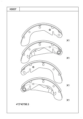 Jeu de mâchoires de frein ASIMCO K9007