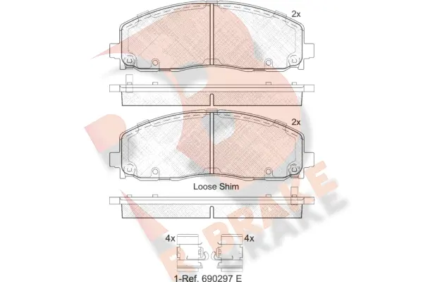 Kit de plaquettes de frein, frein à disque R BRAKE RB2054