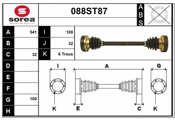 Arbre de transmission STARTCAR 088ST87