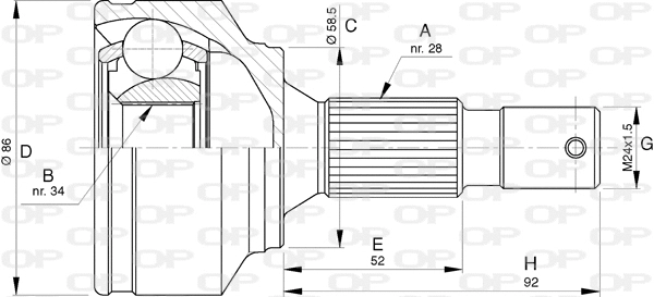 Jeu de joints, arbre de transmission OPEN PARTS CVJ5767.10