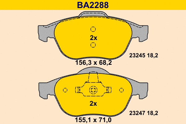 Kit de plaquettes de frein, frein à disque BARUM BA2288