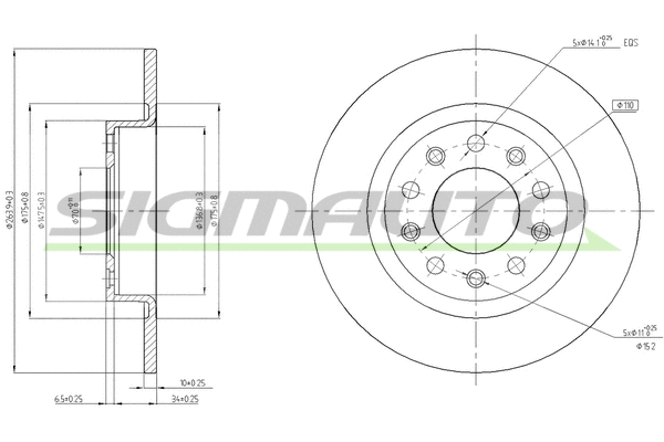 Disque de frein SIGMAUTO DBC333S