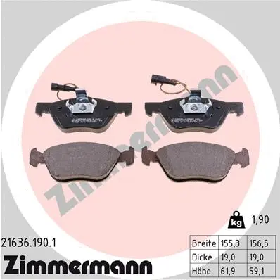 Kit de plaquettes de frein, frein à disque ZIMMERMANN 21636.190.1