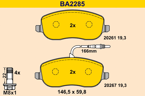 Kit de plaquettes de frein, frein à disque BARUM BA2285