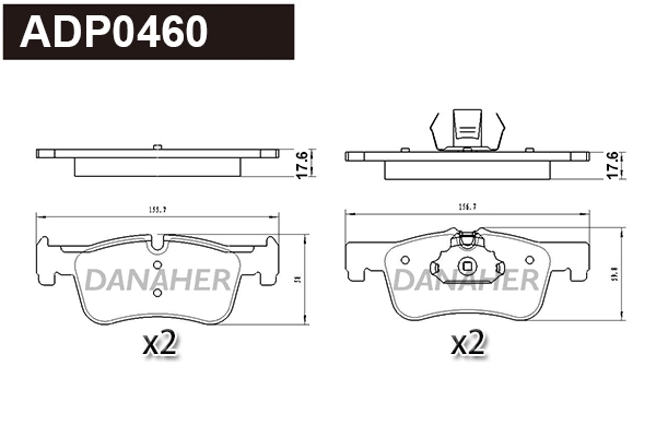 Kit de plaquettes de frein, frein à disque DANAHER ADP0460