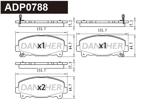 Kit de plaquettes de frein, frein à disque DANAHER ADP0788