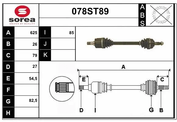 Arbre de transmission STARTCAR 078ST89