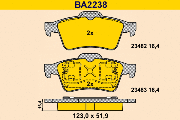 Kit de plaquettes de frein, frein à disque BARUM BA2238