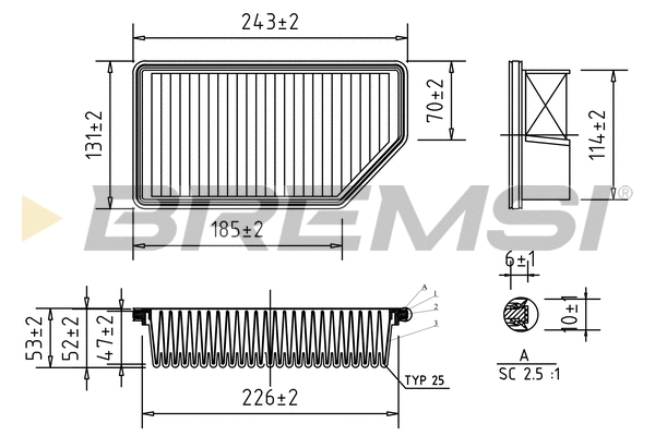 Filtre à air BREMSI FA0604