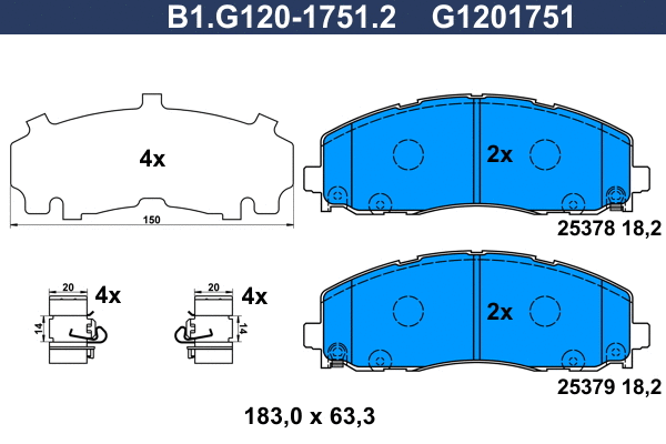 Kit de plaquettes de frein, frein à disque GALFER B1.G120-1751.2