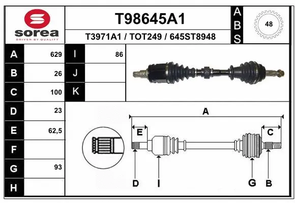 Arbre de transmission EAI T98645A1