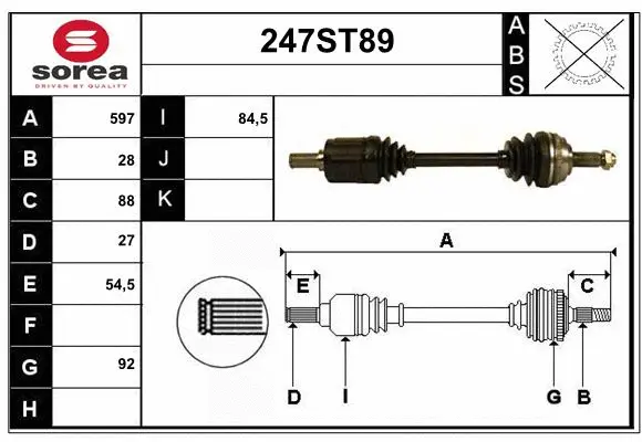 Arbre de transmission STARTCAR 247ST89