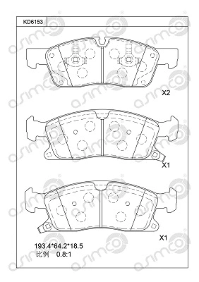 Kit de plaquettes de frein, frein à disque ASIMCO KD6153