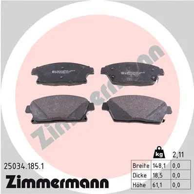 Kit de plaquettes de frein, frein à disque ZIMMERMANN 25034.185.1