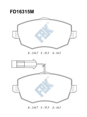 Kit de plaquettes de frein, frein à disque FBK FD16315M