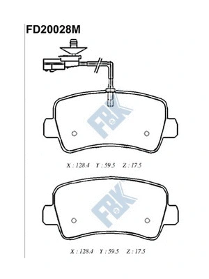 Kit de plaquettes de frein, frein à disque FBK FD20028M