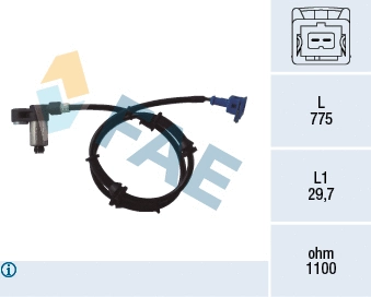 Capteur, vitesse de roue FAE 78054