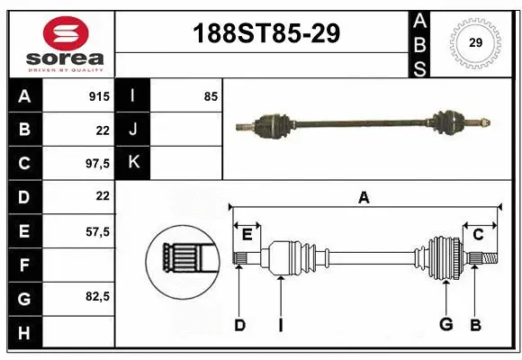 Arbre de transmission STARTCAR 188ST85-29