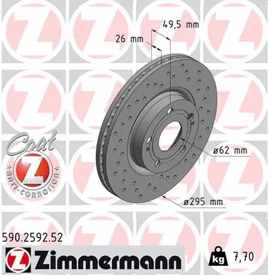 Disque de frein ZIMMERMANN 590.2592.52